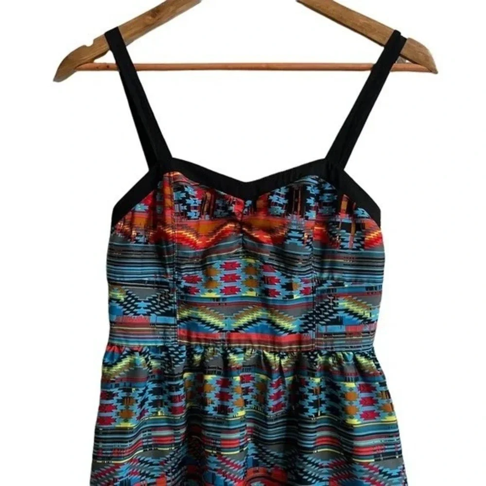 Lottie & Holly Aztec Print High Low Dress‎ Boho Y2K S